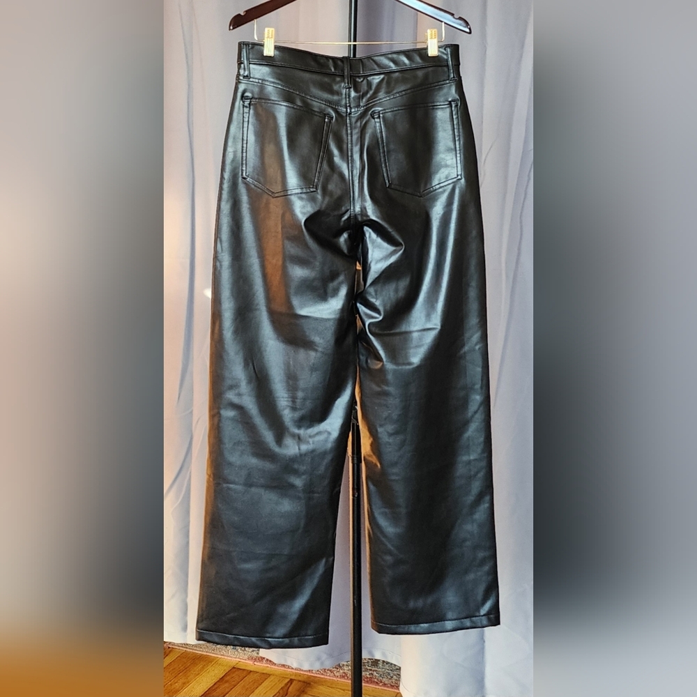 Abercrombie & Fitch Shiny Black Vegan Leather Trousers - Picture 3 of 5